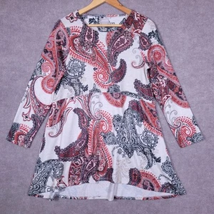 CHICO'S Top Women's 0 (Small) Tunic W/Pockets Paisley Knit Blouse - Picture 1 of 8