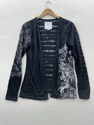 Cárdigan abierto negro grande Maurices para mujer con tachuelas Burn Out Y2K Foto 1 de 4