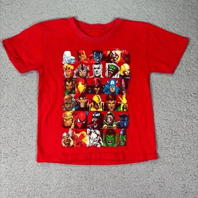 Marvel Mad Engine Camiseta Juvenil Talla 5/6 Niño Rojo Super Héroes Collage 2009 Foto 1 de 4