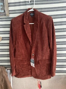 NWT Abbott Elementary Sierra Brown Long Sleeve Courduroy Jacket Mens Sz S - Picture 1 of 6