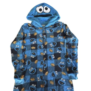 Sesame Street Cookie Monster Adult One Piece PJ Pajama Hoodie! (Adult Medium) - Picture 1 of 2