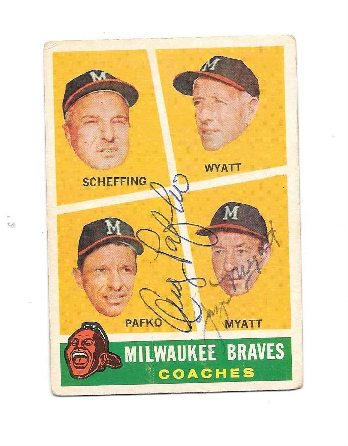 ANDY PAFKO & George Myatt Autograph / Signed 1960 Topps # 464 Card Braves - Image 1 of 1