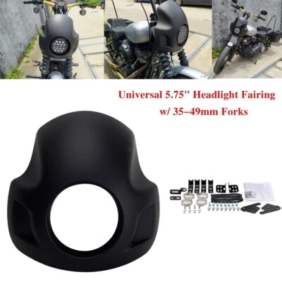 Kit de carenado de faros delanteros negro mate de 5,75" para Harley Dyna Fat Bob Sportster Foto 1 de 4