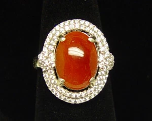 Silver .925 Genuine Jadeite Rust Red jade ring 13 mm x 9 mm Oval Stone SZ 6.5- 7 - Picture 1 of 12