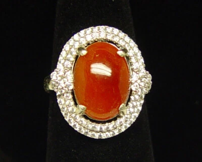 Silver .925 Genuine Jadeite Rust Red jade ring 13 mm x 9 mm Oval Stone SZ 6.5- 7 - Image 1 of 4