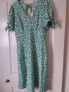 Dorothy Perkins White & Green Dress Size 12 Tall BNWT - Picture 1 of 4