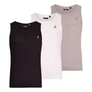 Mens 3 Pack Vest Sleeveless Tank Top 100% Cotton Undershirt Gym Holiday Classic - Picture 1 of 5