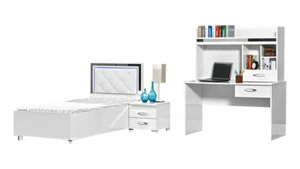 Komplette Schlafzimmermöbel Kinderzimmer Bett Schreibtisch Weiß Jugendzimmer - Bild 1 von 2