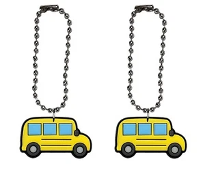 School Bus Tumbler Chain Cup Mug Bottle Drink Coffee Tea Unique Set of 2 - Picture 1 of 6