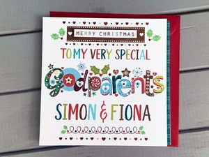 Godparents Christmas card, Personalised special Christmas card for Godparents - Picture 1 of 7