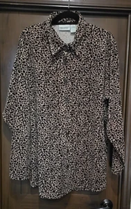 Classic Elements Collection Woman's XL Button Up  Leopard/Cheetah Velour Blouse - Picture 1 of 8