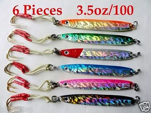 6 Pieces 3.5oz /100g Knife Jigs Vertical Butterfly Jigs Saltwater Fishing Lures - Picture 1 of 5