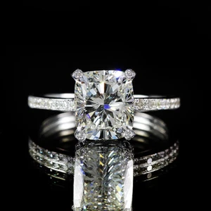 2.82ct Cushion Diamond Vintage Style Pave GIA Engagement Ring H/VS2 18K Gold - Picture 1 of 1