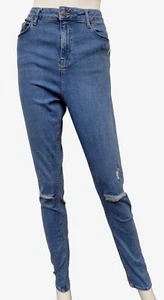 Pantalones de mezclilla ajustados desgastados TopShop Moto Tag talla 32X36 altos Jamie Fit 30X32 reales - Imagen 1 de 4