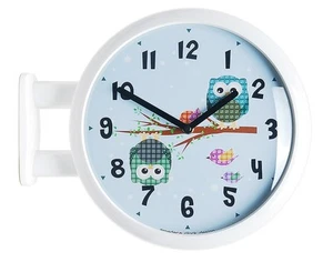 Cute Art Design Double Sided Wall Clock Round Station Clock Home Decor - Owl4WH - Picture 1 of 3