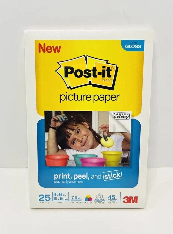 3M Post-It Picture Paper Semi Gloss 4 x 6" 25 Sheets SP4625SG (LOT OF 5) - Image 1 of 2