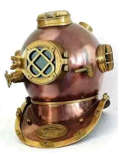 Antique Vintage Scuba Diving Helmet US Navy Mark V Deep Sea Boston Marine - Picture 1 of 6