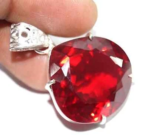 Certified 73.50 Ct Natural Pear Red Ruby 925 Solid Silver Pendant Loose Gemstone - Picture 1 of 6