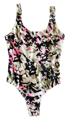 Damen Badeanzug 36 38 Pink Camouflage Muster Push-Up Bademode Schwimmanzug Neu - Bild 1 von 4