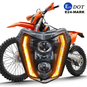 LED Headlight For KTM 250 350 500 690 Enduro 2017-23 Light with DRL Turn Signal - Picture 1 of 11