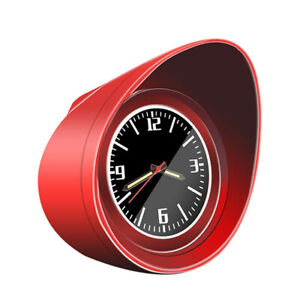 Car SUV Interior Dashboard Clock Luminous Pointer Time Gauge Decor Red Shell 