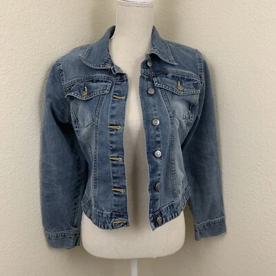 Xhilaration женщин размер маленький синий Jean джинсовой ткани куртка кнопка спереди - Изображение 1 из 4