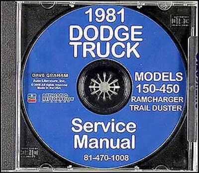 1981 Dodge Camion Atelier Manuel CD D150-D450 Pickup W150W450 D RAM Ramcharger - Photo 1/2