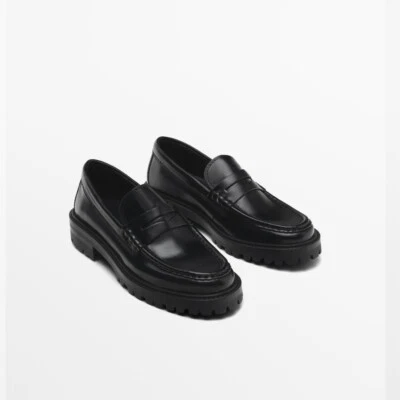 Mocasines Massimo Dutti Track Sole Cuero Correas Penny Negro 44 Foto 1 de 4