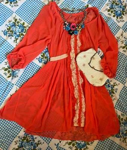 Free People Orange Chiffon Dress - Picture 1 of 4