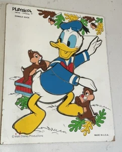 VINTAGE DONALD DUCK PUZZLE BOARD! PLAYSKOOL WOOD WALT DISNEY CHIP N DALE - Picture 1 of 9