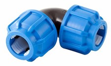 Raccordo a compressione Gomito 90° 25x25 mm. per tubo polietilene irrigazione