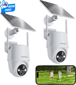 2K Wireless Solar Security Cameras 360° PTZ Outdoor Battery Powered 2-Pack - Picture 1 of 12