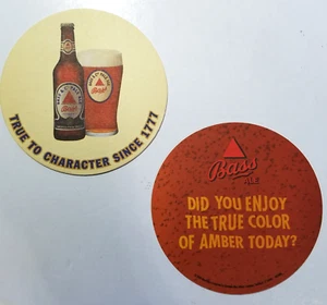 Bass True To Character True Color Of Amber 4" Redondo Lote de 2 Posavasos de Cerveza - Imagen 1 de 3
