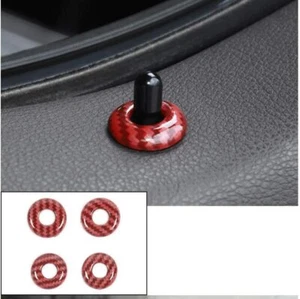 4pcs Car Door Bolt Lock Pin Cover Trim Ring for Ford F150 2015+ Red Carbon Fiber - Foto 1 di 7