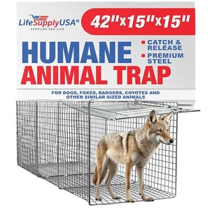 Heavy Duty Catch Release Large Live Humane Animal Cage Trap for Foxes Raccoons - Picture 1 of 7