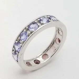 PJC Sterling Silver Pink & Purple Topaz Double Side Eternity Band Ring Size 5 - Imagen 1 de 11