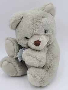 Teddybär Plüschtier Stofftier grau blau Schleife flauschig weich Seitenbesatz 11 Zoll ohne Etikett - Bild 1 von 8