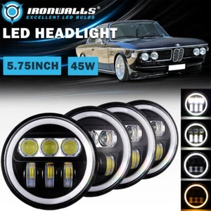 For 325i 528i 535i E30 4Pcs 5.75" 5-3/4" Round LED Headlights Hi/Lo Beam DRL - Picture 1 of 12