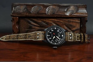 CORREA RELOJ 22 21 20 MM MARRON CORCHO RV GENUINA PIEL ALIGATOR APTA IWC PILOT - Imagen 1 de 12
