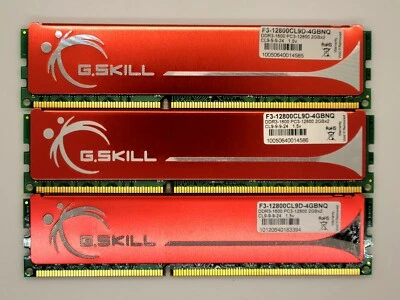 6GB (3x2Gb) G.Skill PC3-12800 DIMM 1600 MHz DDR3 SDRAM Memory F3-12800CL9D-4GBNQ - Image 1 of 2