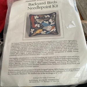 Backyard Birds Needlepoint Kit National Wildlife Federation Rare 12x12” Pillow - Picture 1 of 4