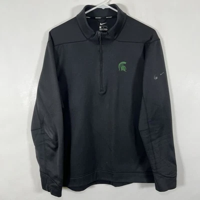 Michigan State Spartans Nike Golf 1/4 Zip Pullover Mens Size Large Black Green - Image 1 of 4