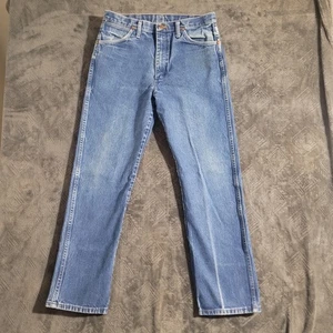 Wrangler 13MWZ Cowboy Cut Jeans Size 34x32 - Blue Denim Rodeo Western Distressed - Picture 1 of 16