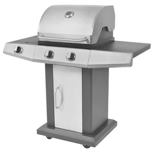 VidaXL Parrilla De Gas 2+1 Llamas Negra Y Plateada - Imagen 1 de 6
