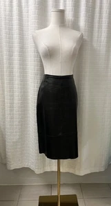 Banana Republic Black 100% Leather Tube Skirt SZ 8 - Picture 1 of 4