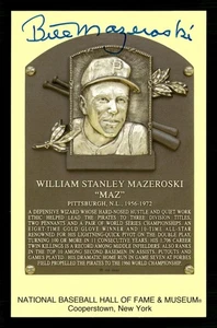 Bill Mazeroski Autographed Hall of Fame Plaque Postcard JSA Witness - Picture 1 of 3