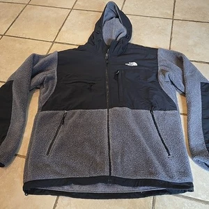 The North Face Retro Denali Hoodie Herren Large grau schwarz Fleecejacke durchgehender Reißverschluss - Bild 1 von 20