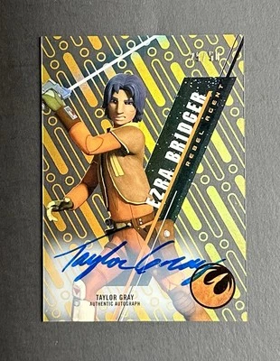 2016 Topps Star Wars High Tek Ezra Bridger Taylor Gray Auto Gold Rainbow /50 - Image 1 of 2