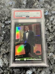 Tarjeta de radiocontrol Topps 2005 cromada Jay-Z Hip Hop Legend refractor negro novato/399 PSA 9 - Imagen 1 de 2