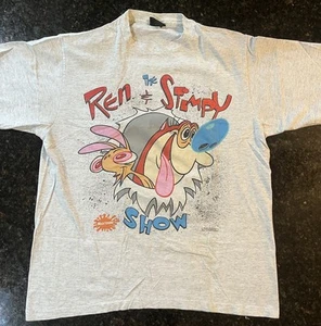 Camiseta De Colección 91 Ren & Stimpy Dibujos Animados Cambios de Puntada Única Nickelodeon XL EE. UU. - Imagen 1 de 9